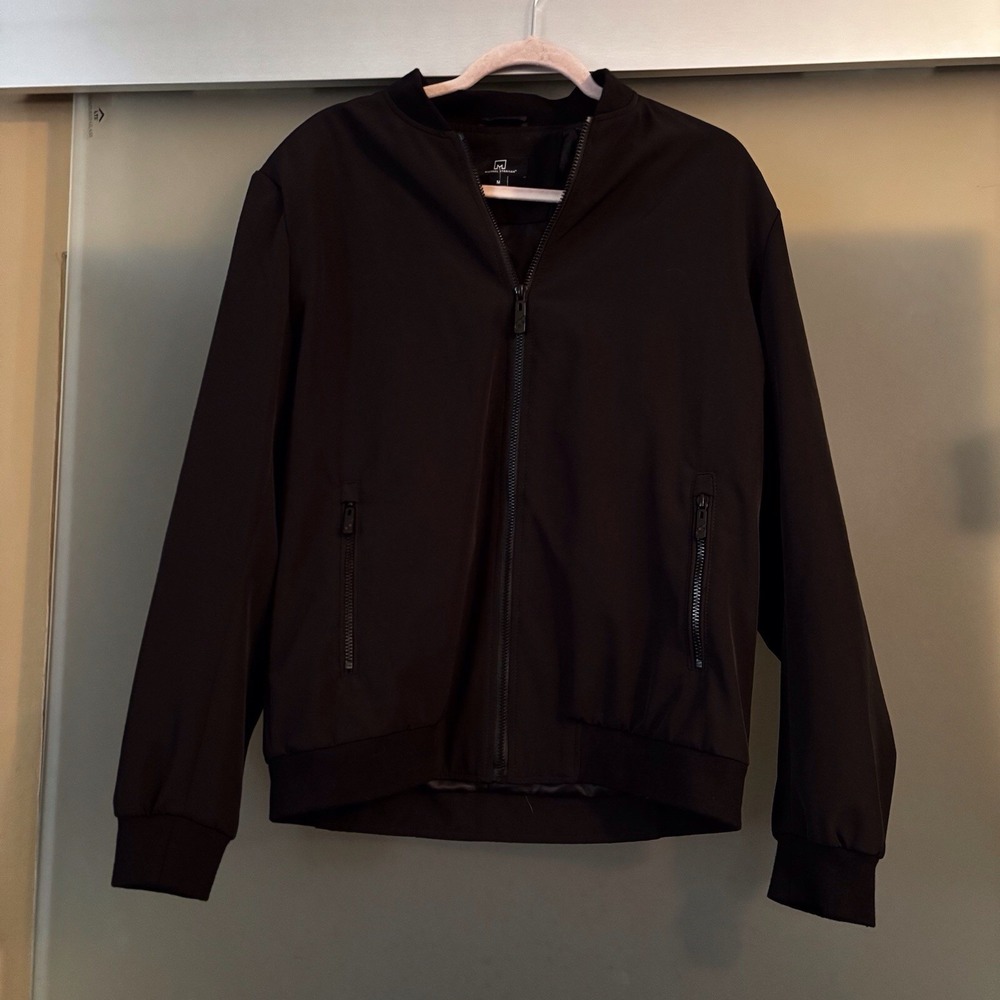 Michael Strahan Bomber Style Jacket Mens Size M Black